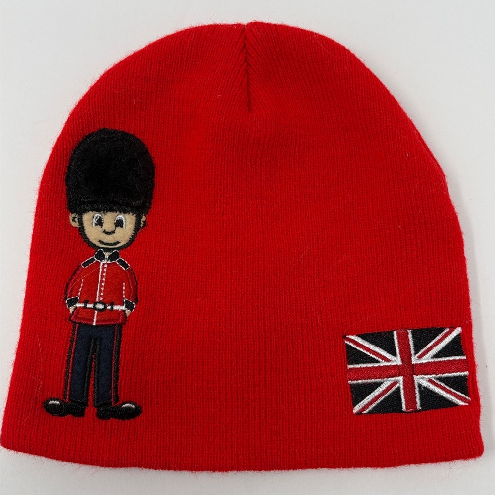 GREAT BRITISH COLLECTION: Beanie Hat Knit Cap, Red, Flag/Guard; One Size